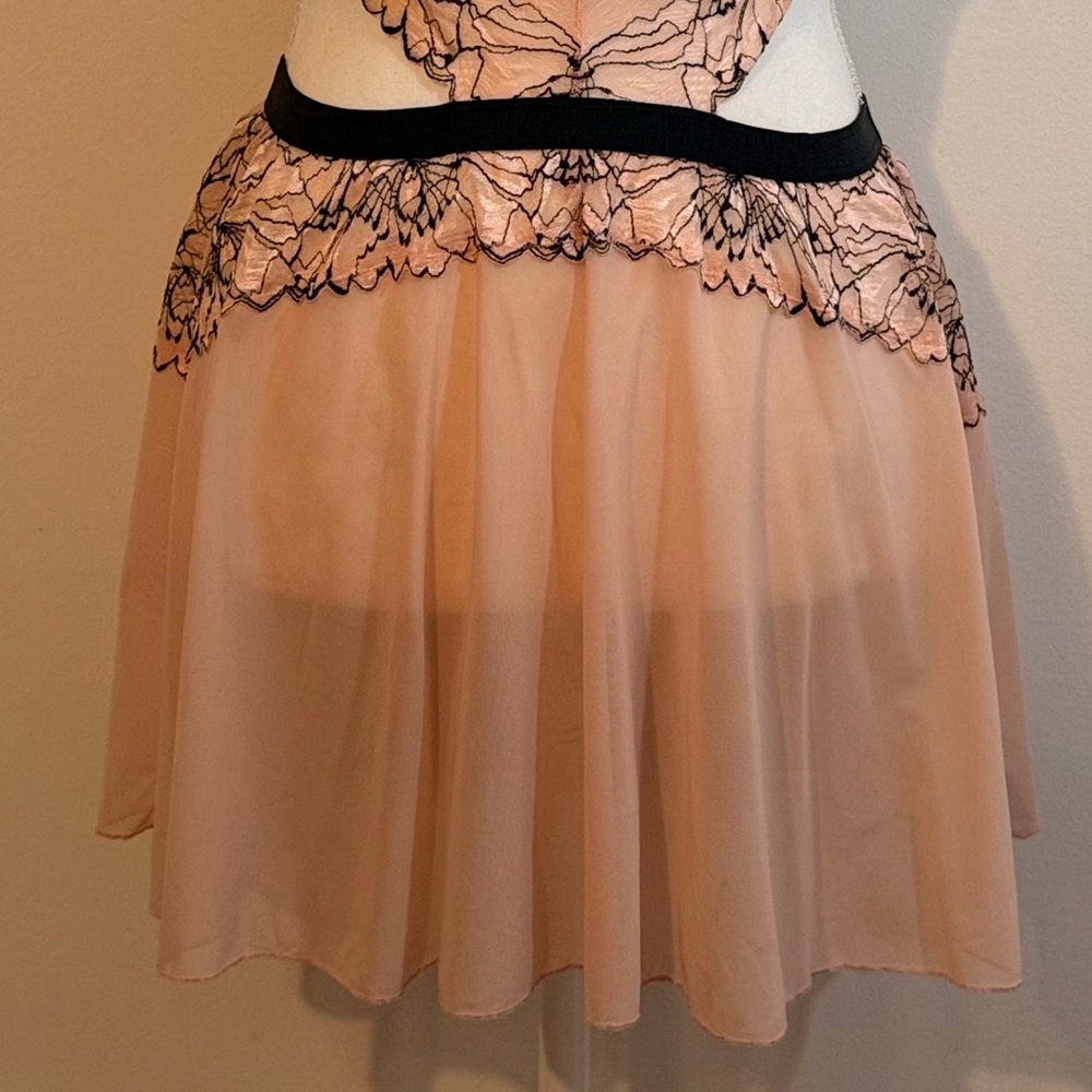 Auden Pink Black Lace Babydoll Chemise Lingerie Dress — Size Large - Picture 6 of 8